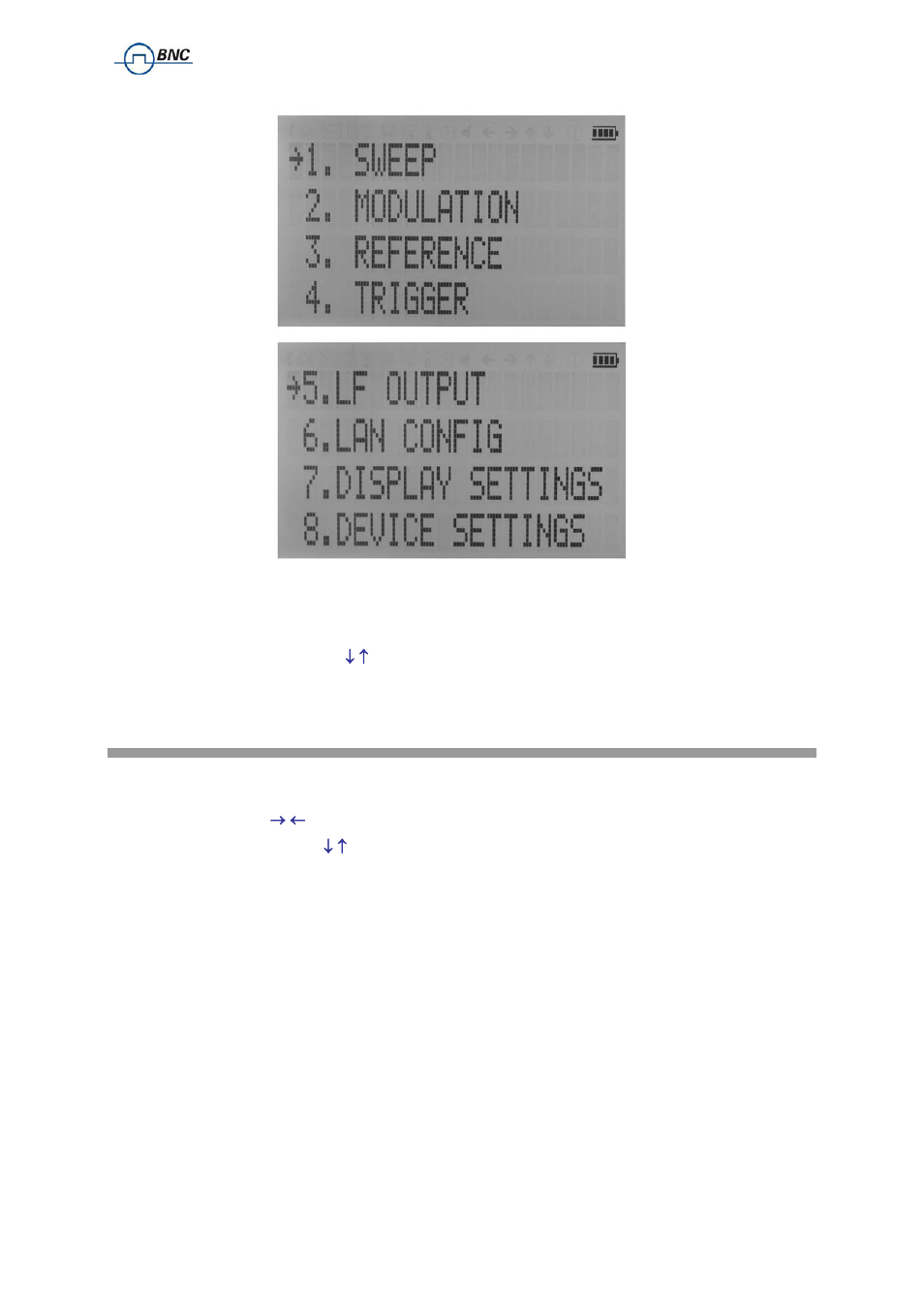 2 frequency sweep submenu, Frequency sweep submenu | BNC 835 User Manual User Manual | Page 36 / 54