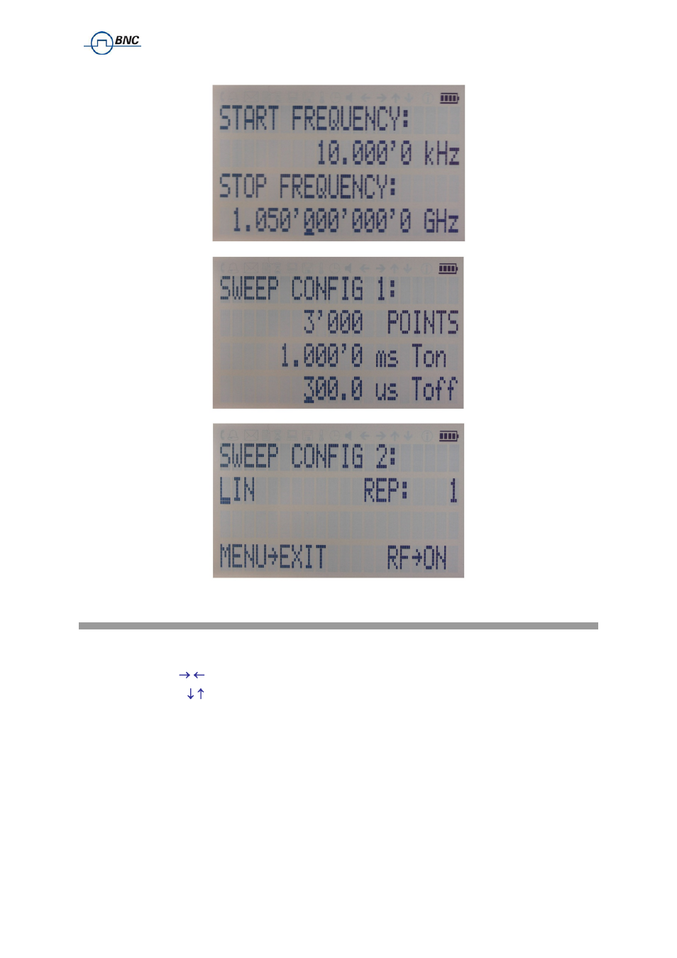 3 power sweep submenu, Power sweep submenu | BNC 835 User Manual User Manual | Page 37 / 54