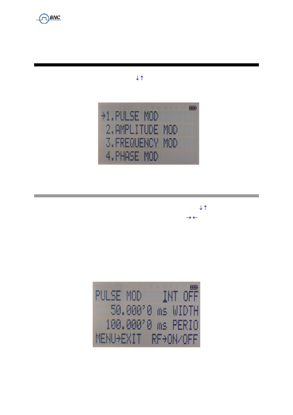 3 modulation submenu, 1 pulse modulation submenu, Odulation | Ubmenu, Pulse modulation submenu | BNC 835 User Manual User Manual | Page 40 / 54