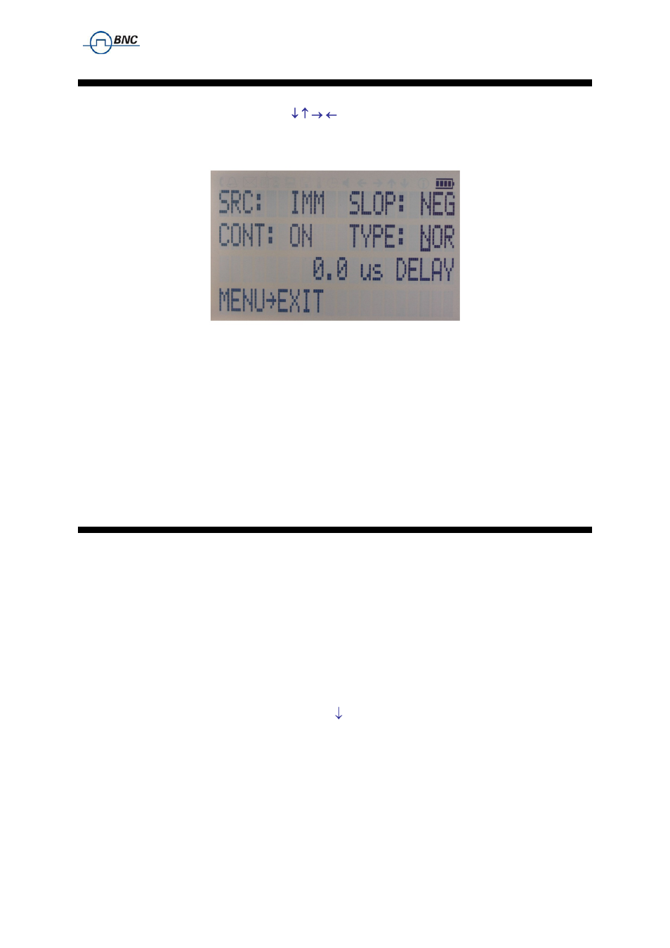 5 trigger submenu, 6 lf output submenu, Rigger | Ubmenu, Output | BNC 835 User Manual User Manual | Page 43 / 54