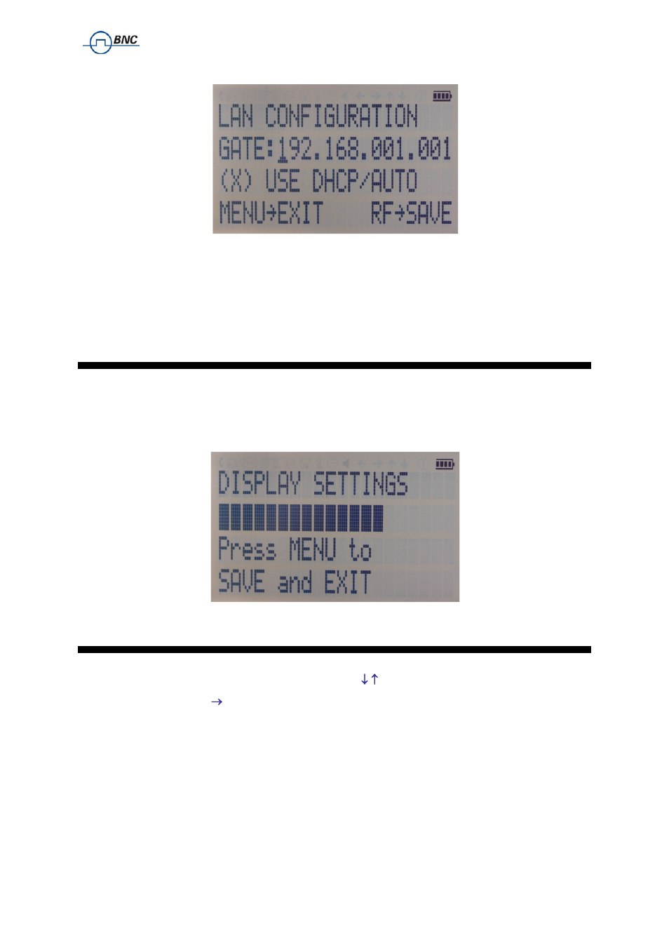 8 display settings submenu, 9 settings submenu, Isplay | Ettings, Ubmenu | BNC 835 User Manual User Manual | Page 45 / 54