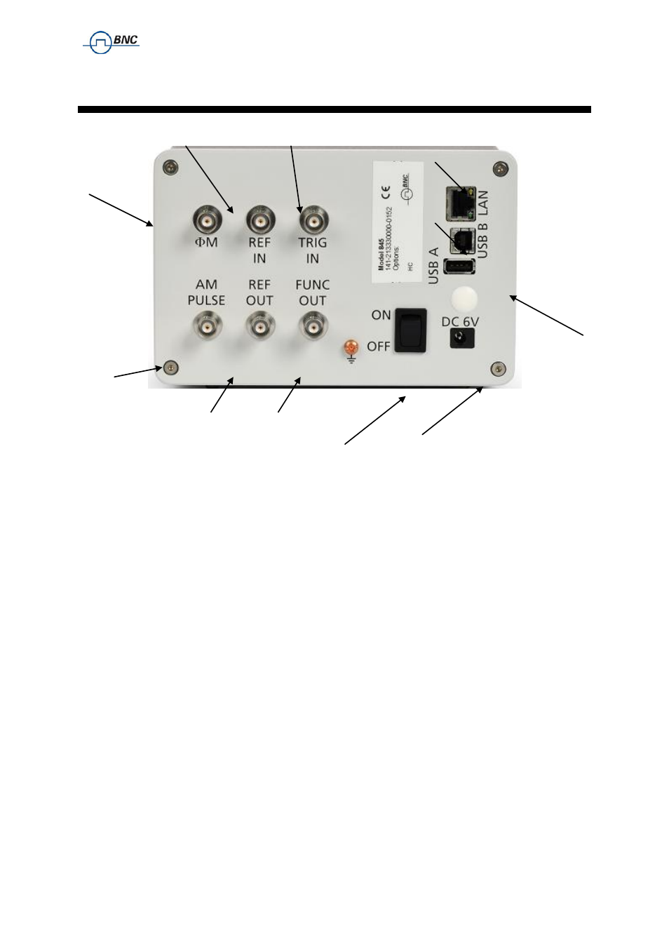 5 rear panel connections, Anel, Onnections | BNC 835 User Manual User Manual | Page 8 / 54