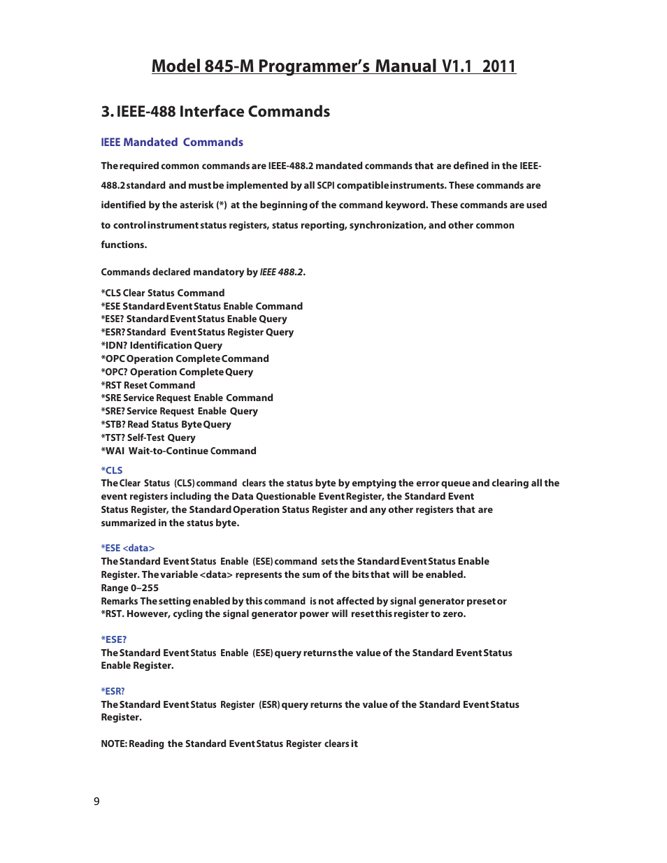 Ieee-488 interface commands | BNC 845-M User Manual | Page 9 / 52