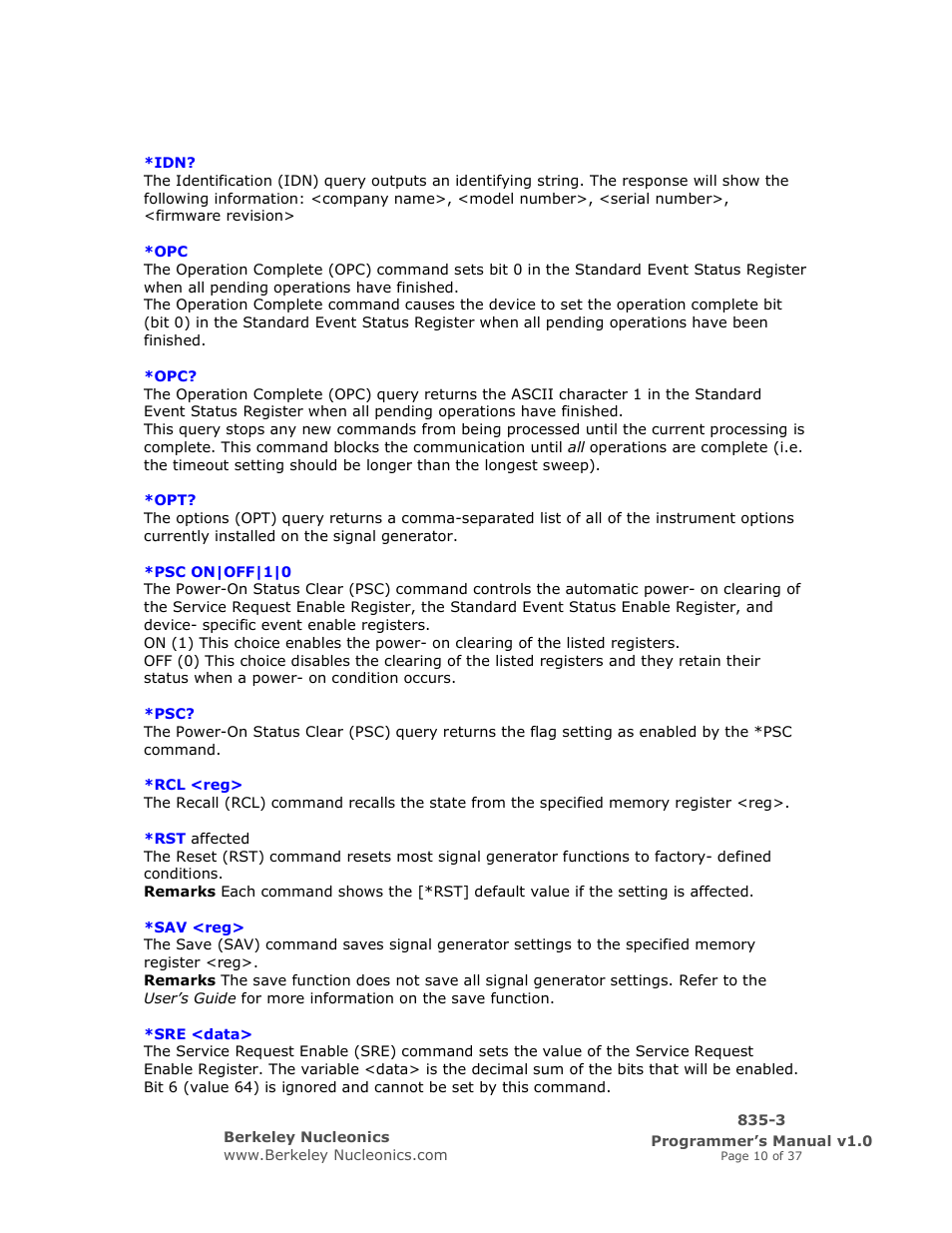 BNC 835-3 Programmer Manual User Manual | Page 10 / 37