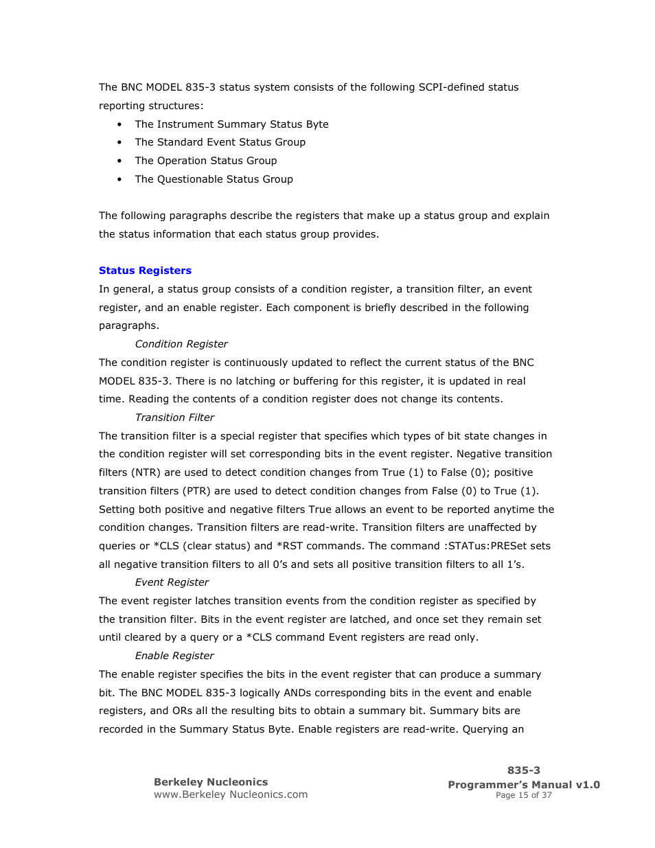 BNC 835-3 Programmer Manual User Manual | Page 15 / 37
