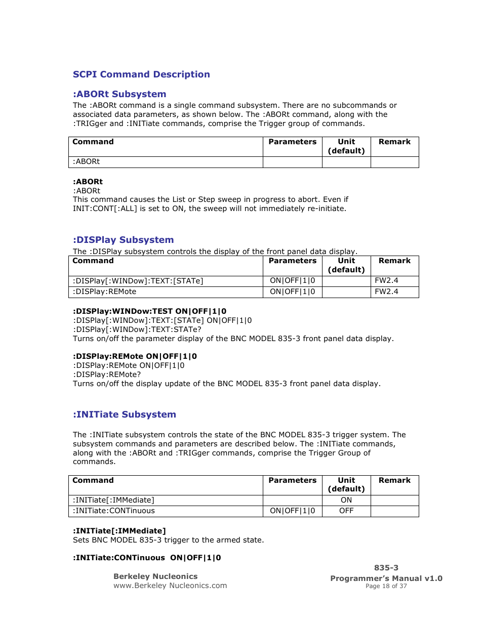 BNC 835-3 Programmer Manual User Manual | Page 18 / 37