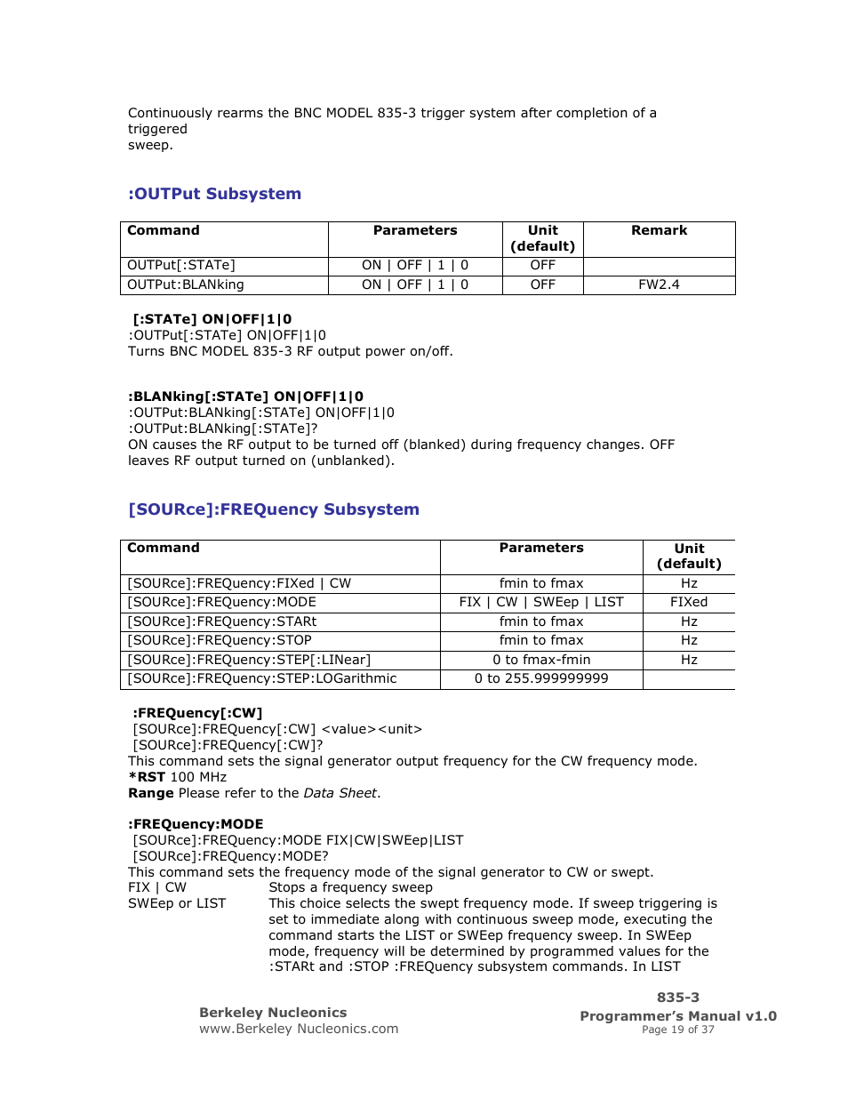 BNC 835-3 Programmer Manual User Manual | Page 19 / 37