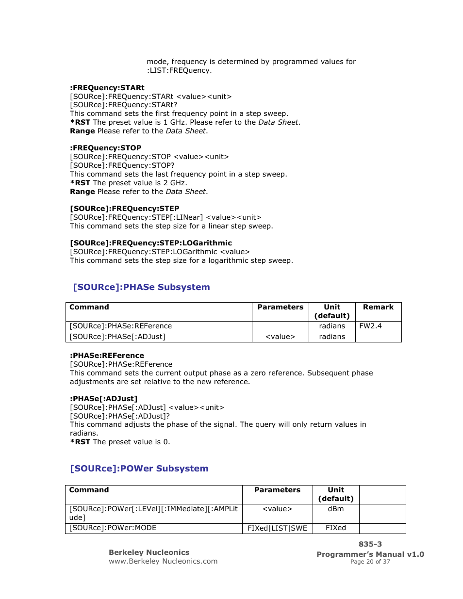 BNC 835-3 Programmer Manual User Manual | Page 20 / 37