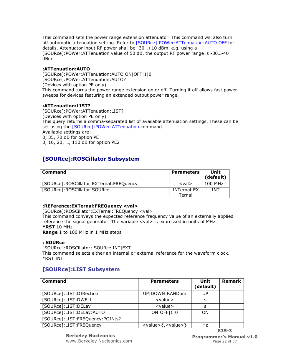 BNC 835-3 Programmer Manual User Manual | Page 22 / 37