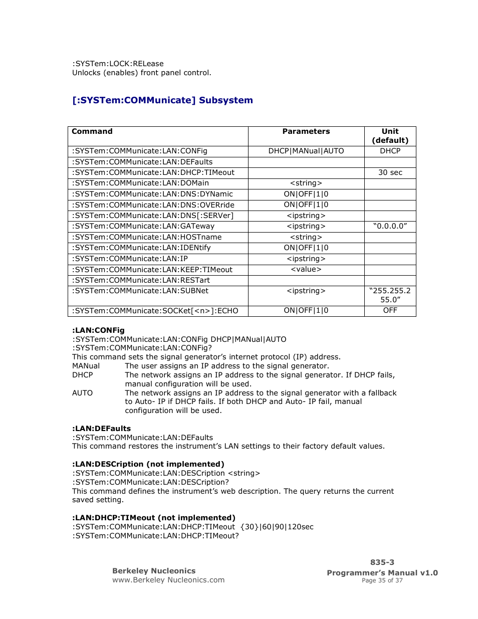 BNC 835-3 Programmer Manual User Manual | Page 35 / 37