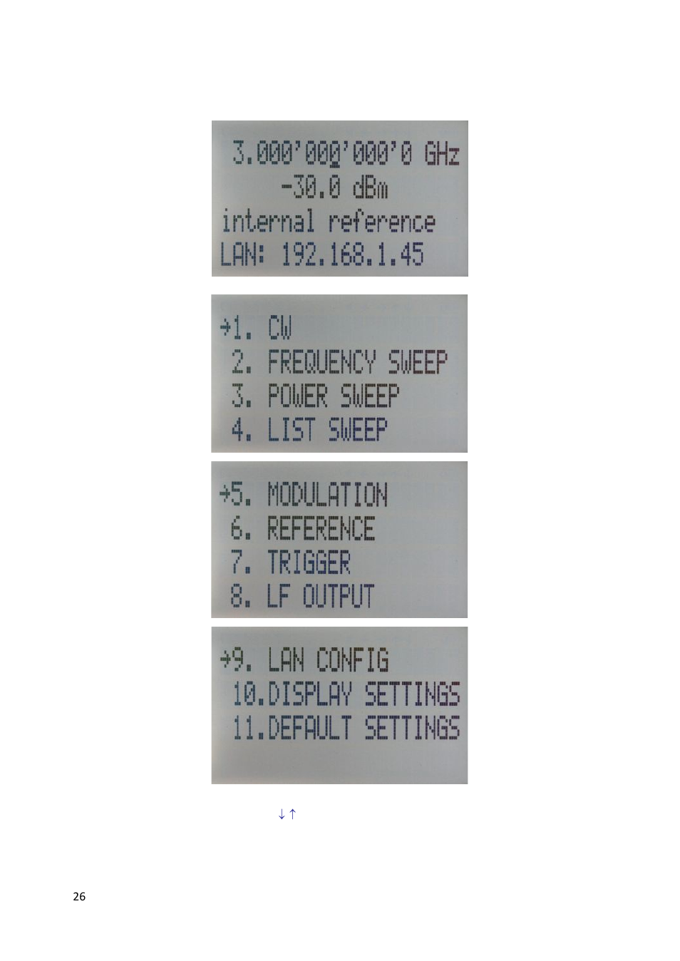 Main menu display | BNC 835-3 User Manual User Manual | Page 26 / 42