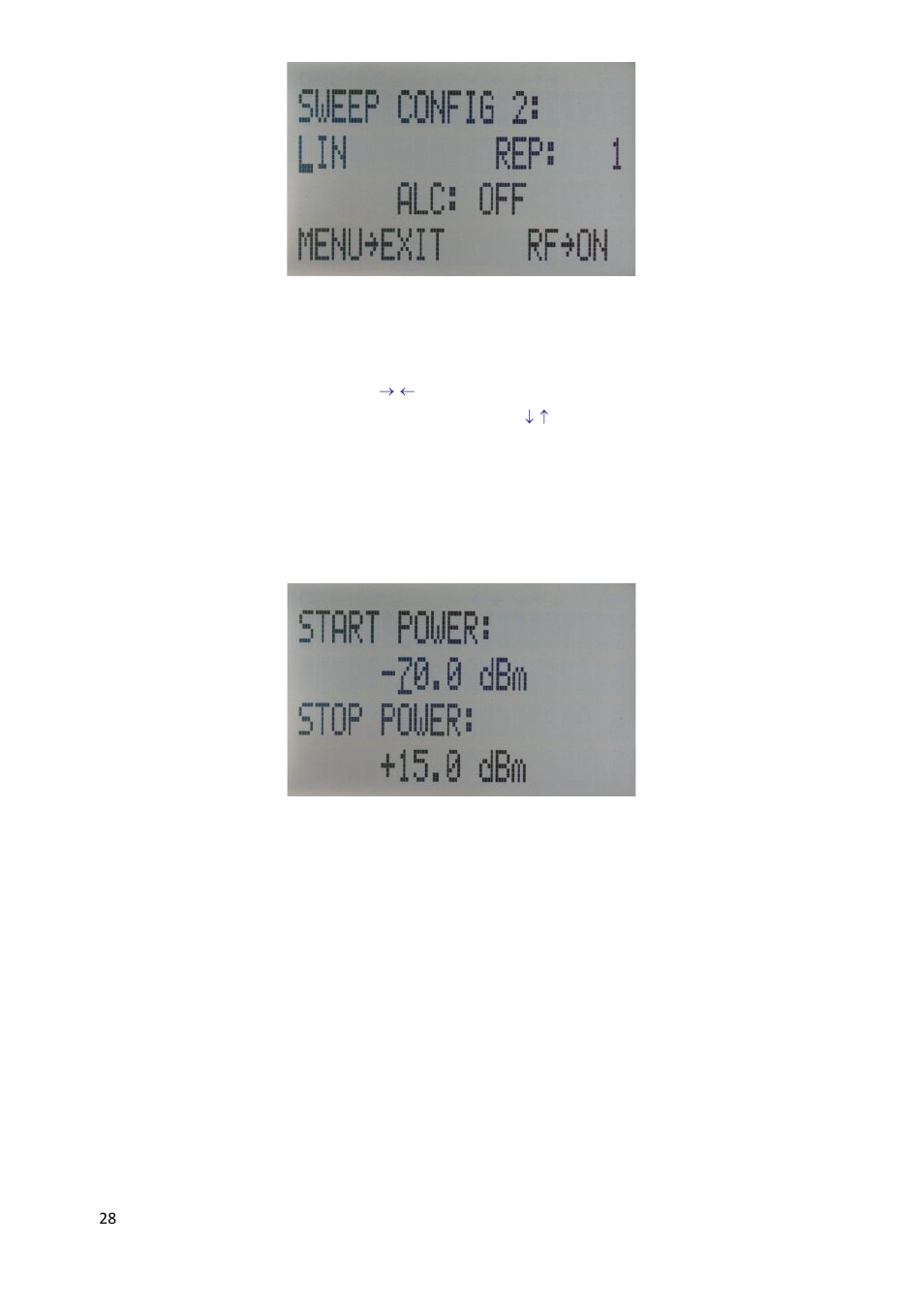 Power sweep submenu | BNC 835-3 User Manual User Manual | Page 28 / 42