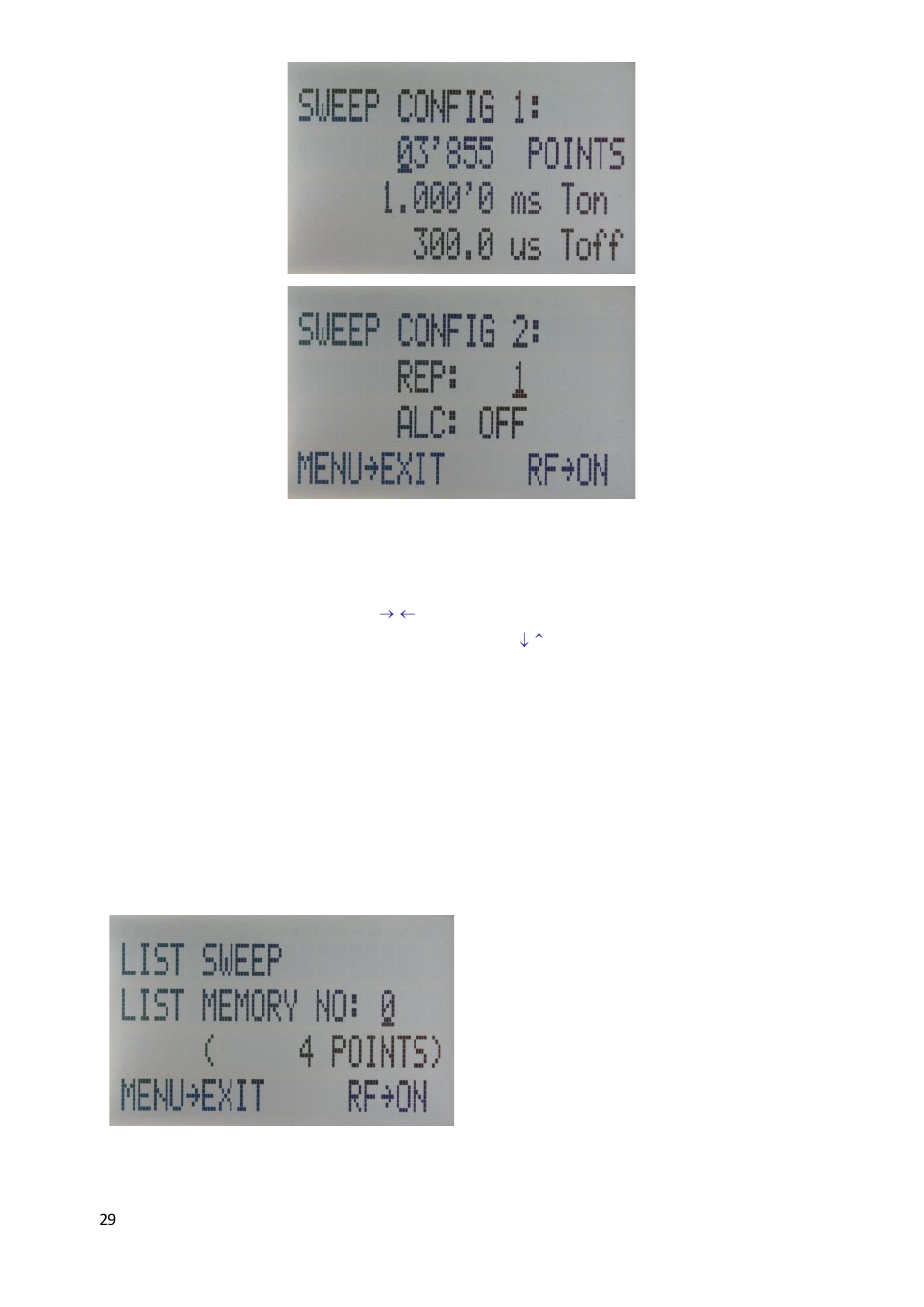 List sweep submenu | BNC 835-3 User Manual User Manual | Page 29 / 42