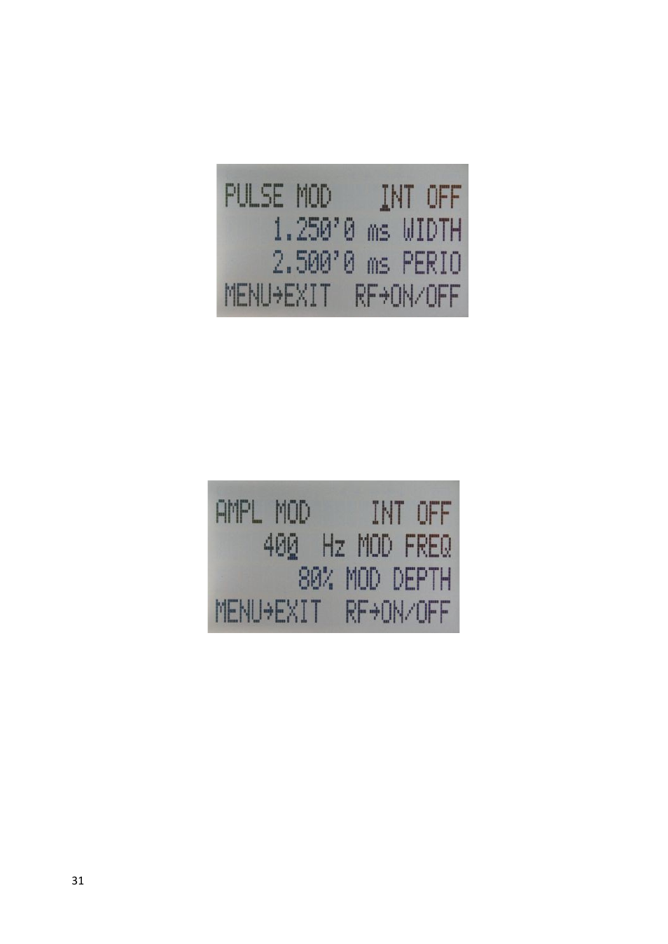 Amplitude mod submenu, Frequency mod submenu | BNC 835-3 User Manual User Manual | Page 31 / 42