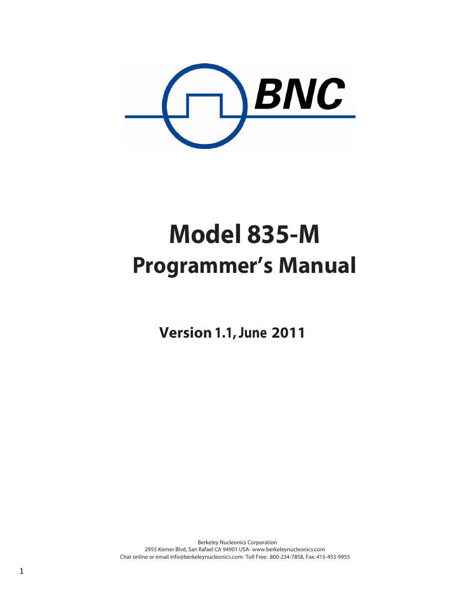 BNC 835-M User Manual | 52 pages