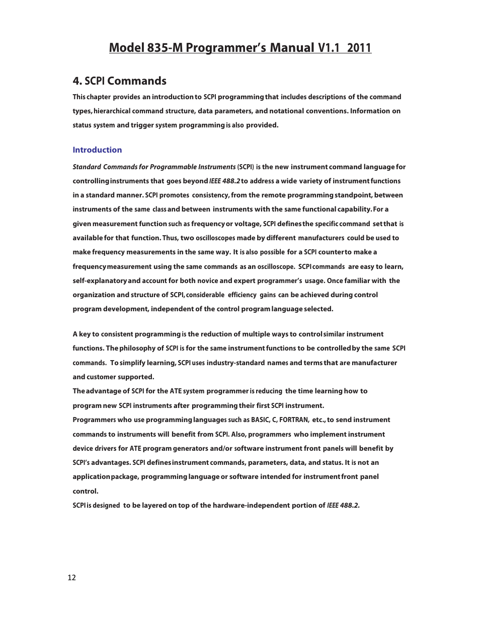 Scpi commands | BNC 835-M User Manual | Page 12 / 52