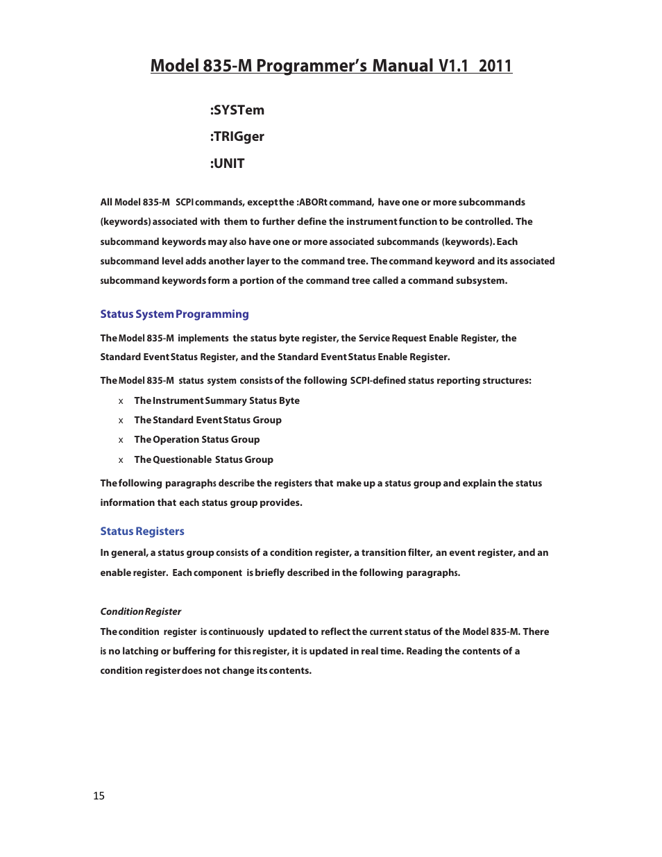 System, Trigger, Unit | BNC 835-M User Manual | Page 15 / 52