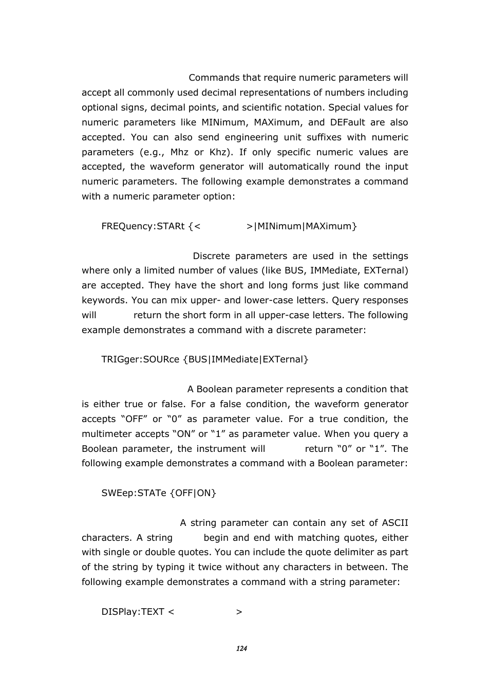 B.1.7 scpi parameter types | BNC 645 User Manual | Page 124 / 190