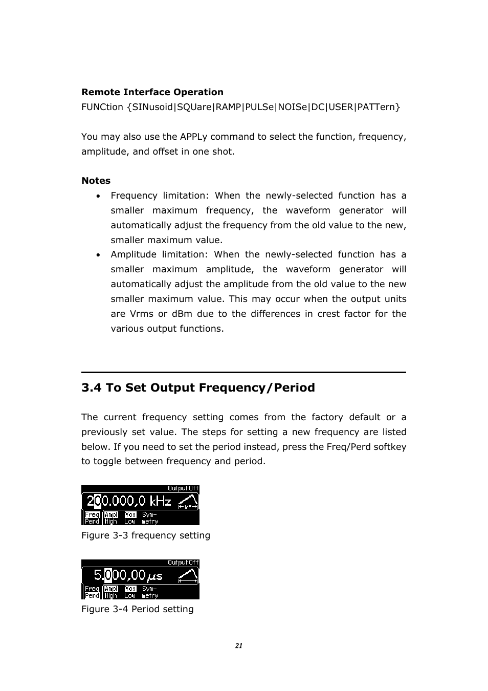 4 to set output frequency/period, Utput, Requency | Eriod | BNC 645 User Manual | Page 21 / 190