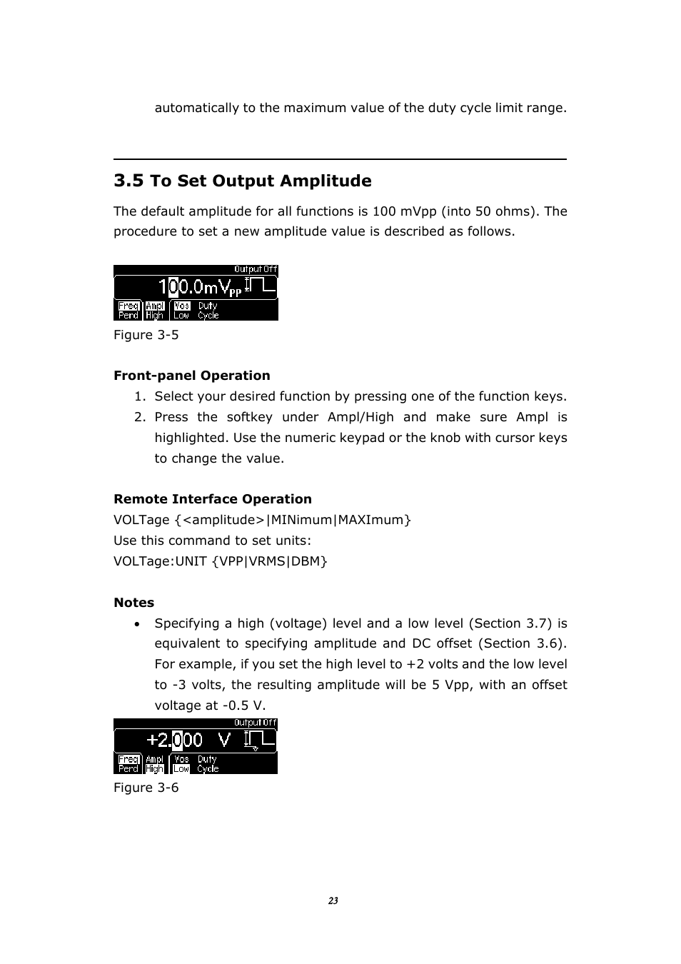 5 to set output amplitude, Utput, Mplitude | BNC 645 User Manual | Page 23 / 190