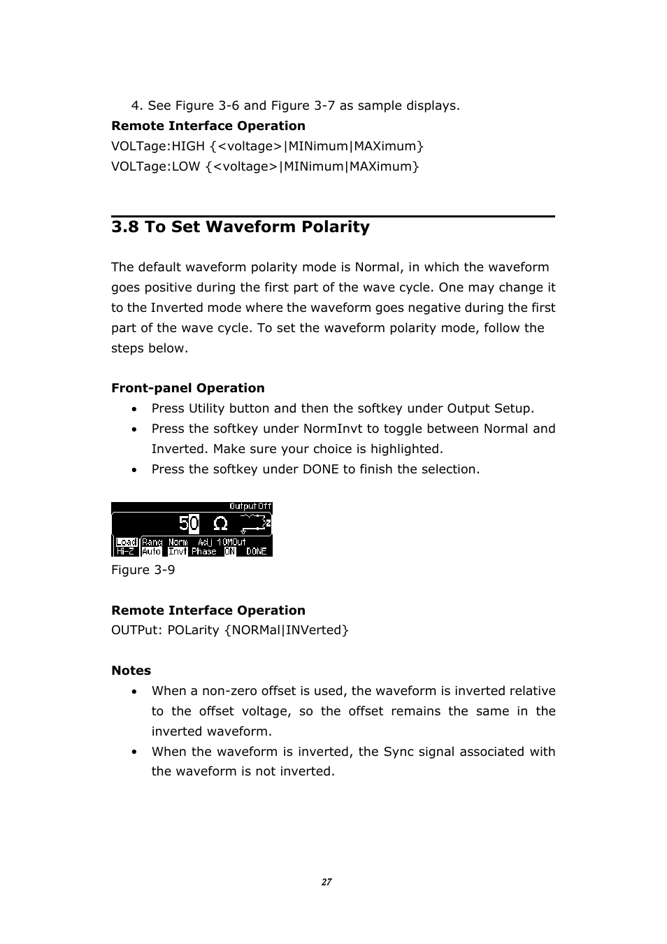 8 to set waveform polarity, Aveform, Olarity | BNC 645 User Manual | Page 27 / 190