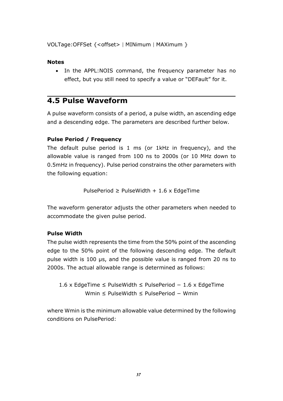 5 pulse waveform, Ulse, Aveform | BNC 645 User Manual | Page 37 / 190