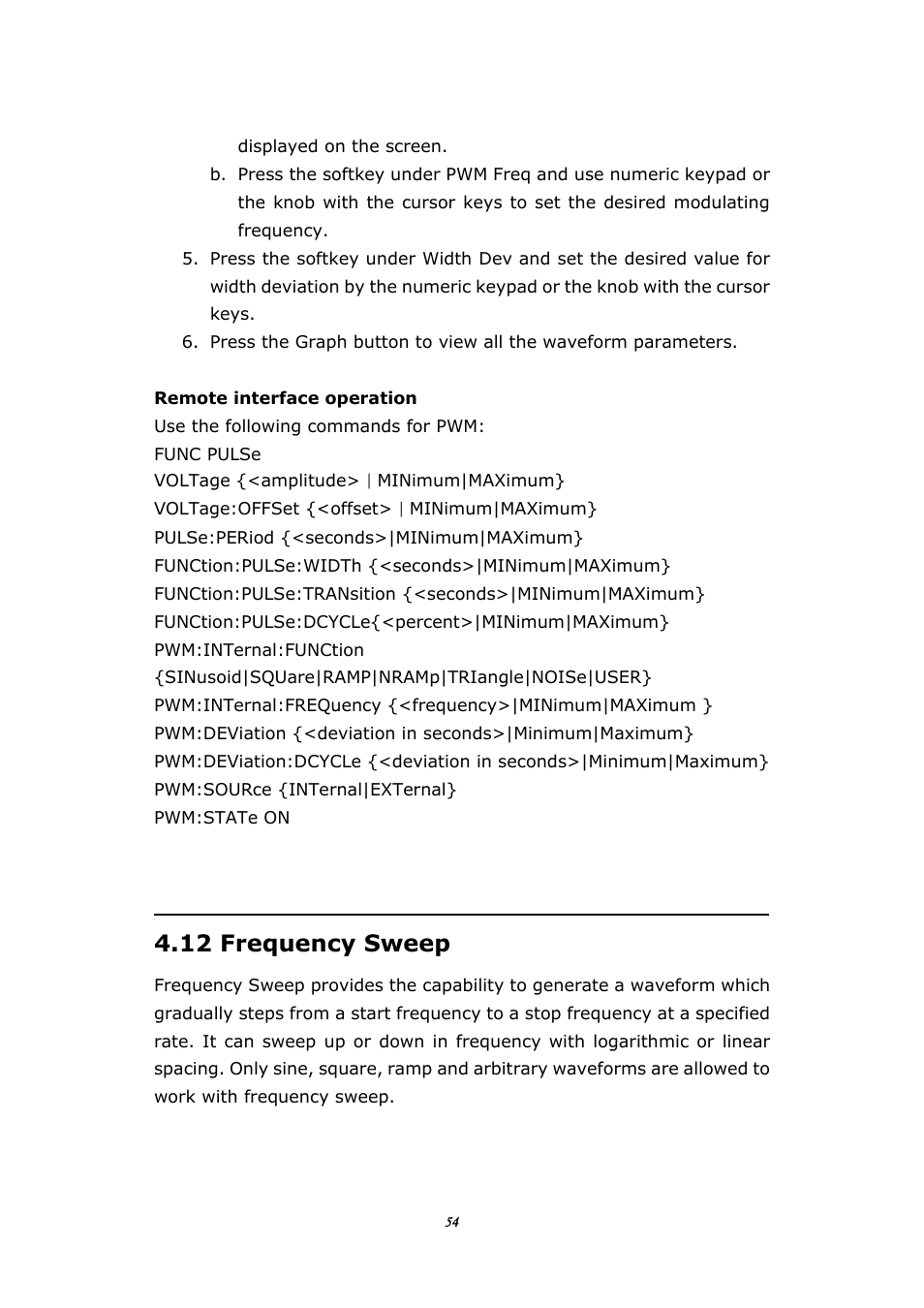 12 frequency sweep, Requency, Weep | BNC 645 User Manual | Page 54 / 190