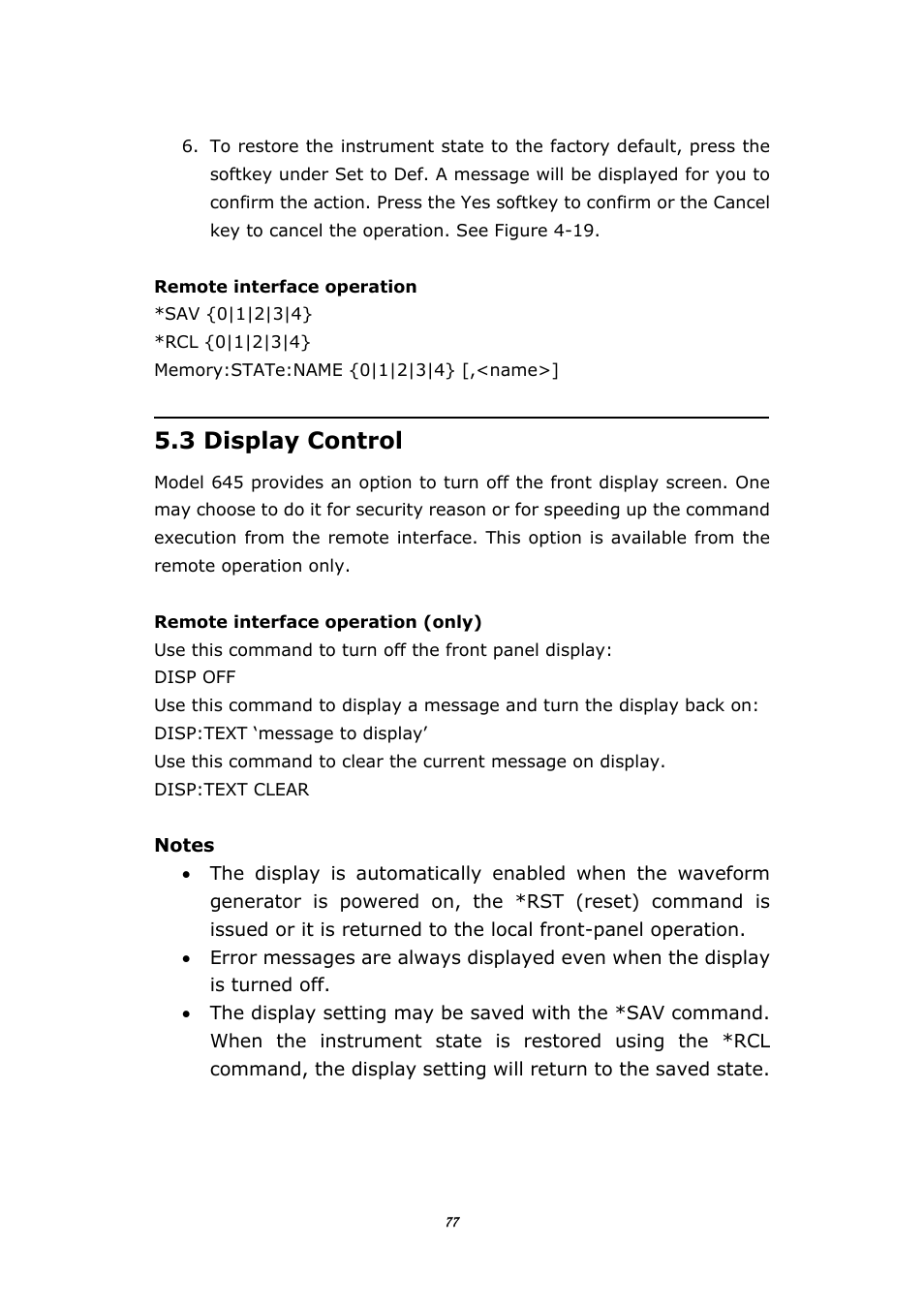 3 display control, Isplay, Ontrol | BNC 645 User Manual | Page 77 / 190
