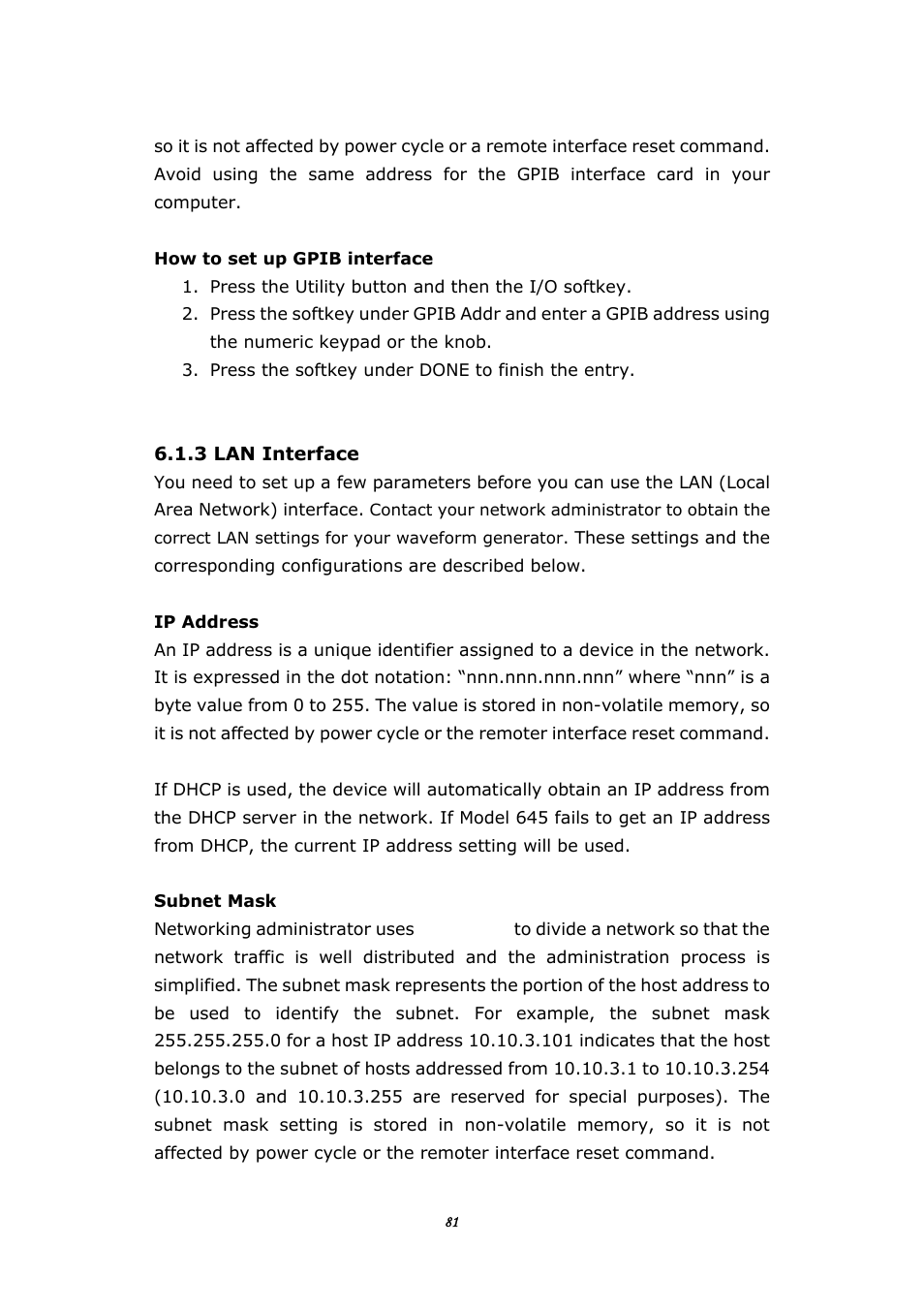 2 gpib interface, 3 lan interface | BNC 645 User Manual | Page 81 / 190