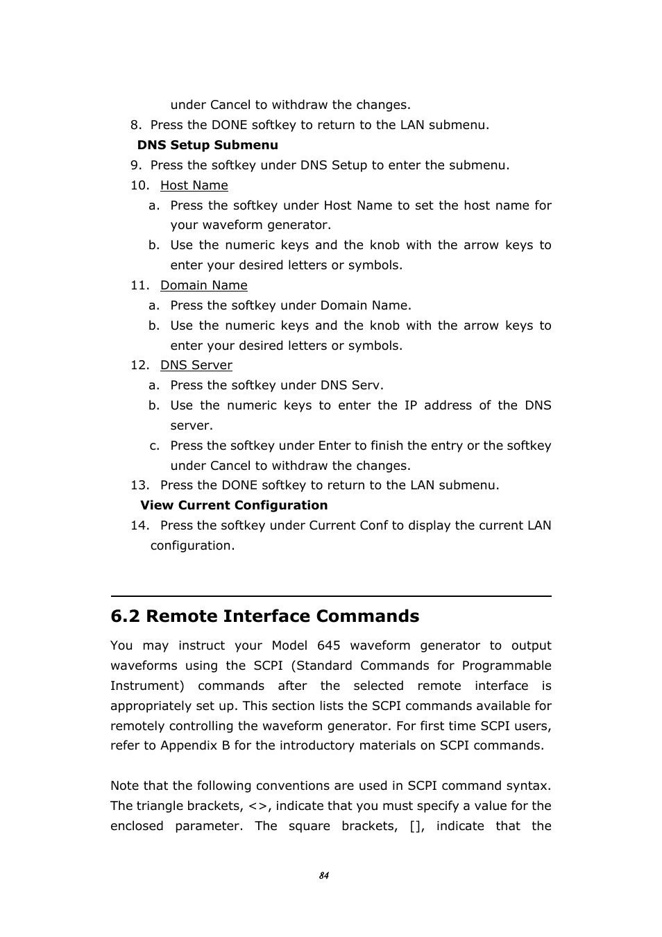 2 remote interface commands, Emote, Nterface | Ommands | BNC 645 User Manual | Page 84 / 190
