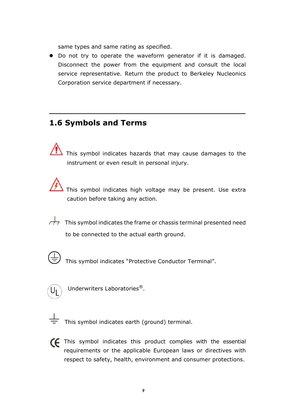 6 symbols and terms, Ymbols and, Erms | BNC 645 User Manual | Page 9 / 190