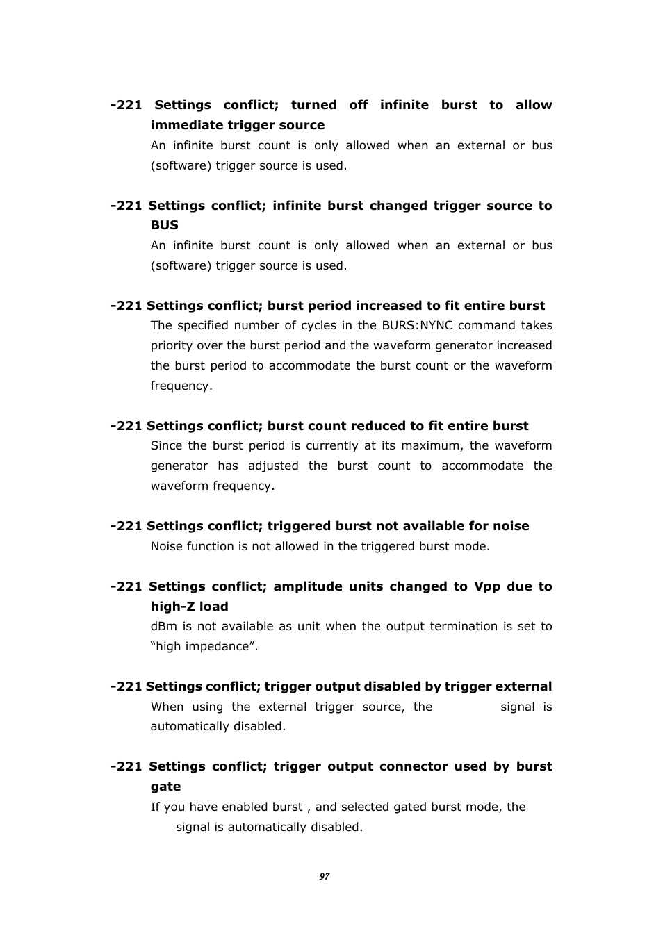 2 execution errors | BNC 645 User Manual | Page 97 / 190