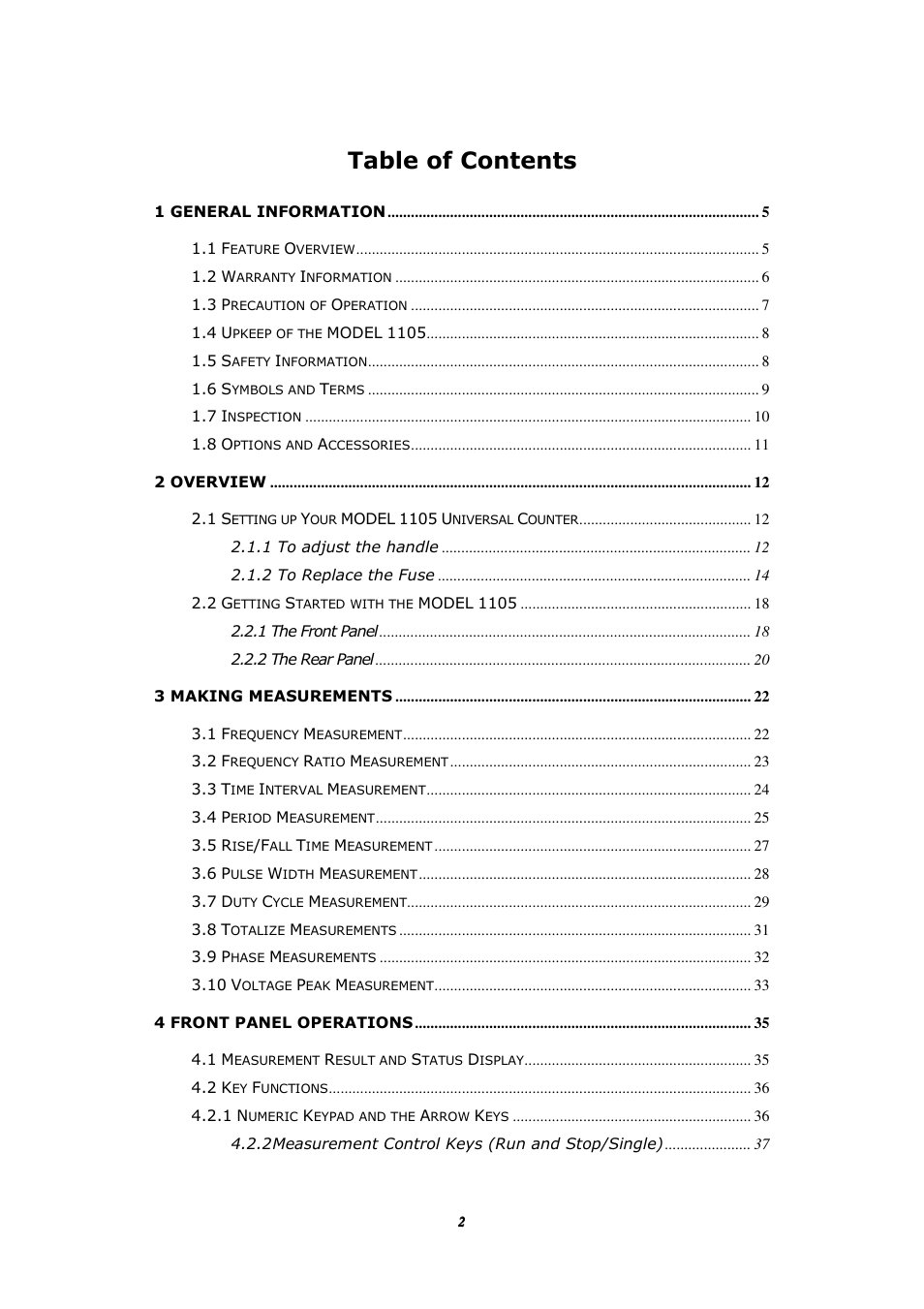 BNC 1105 Universal Counter User Manual | Page 2 / 197