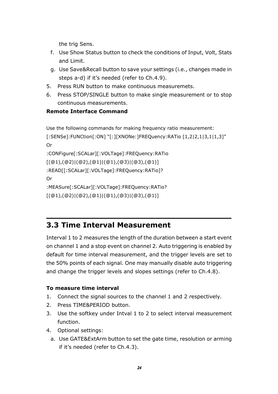 3 time interval measurement | BNC 1105 Universal Counter User Manual | Page 24 / 197