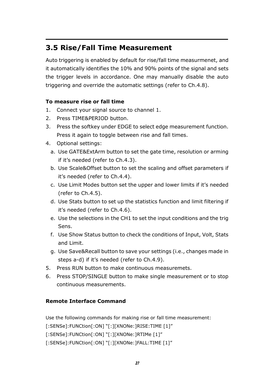 5 rise/fall time measurement | BNC 1105 Universal Counter User Manual | Page 27 / 197