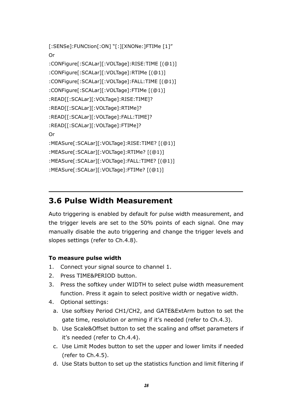 6 pulse width measurement | BNC 1105 Universal Counter User Manual | Page 28 / 197