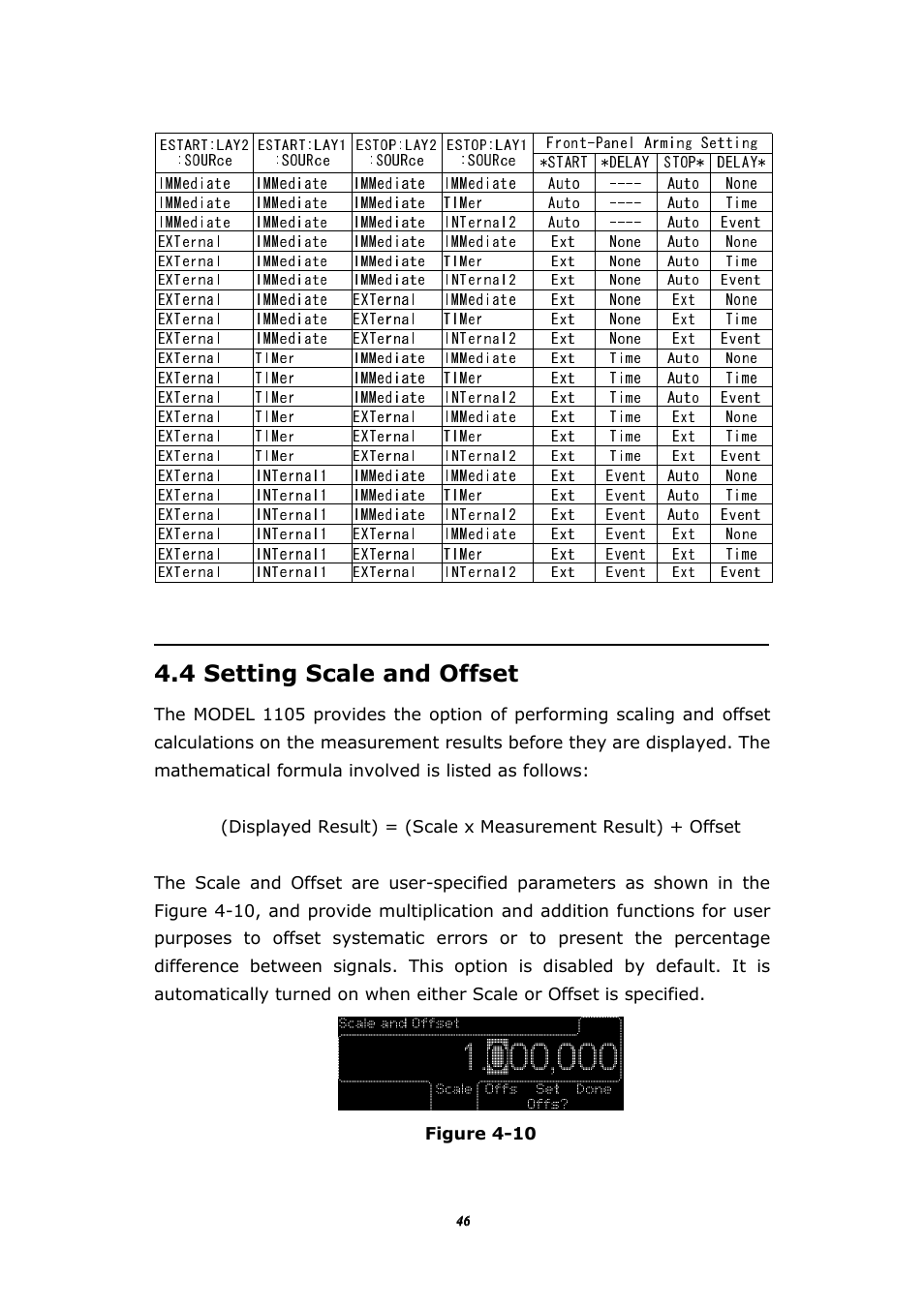 4 setting scale and offset | BNC 1105 Universal Counter User Manual | Page 46 / 197