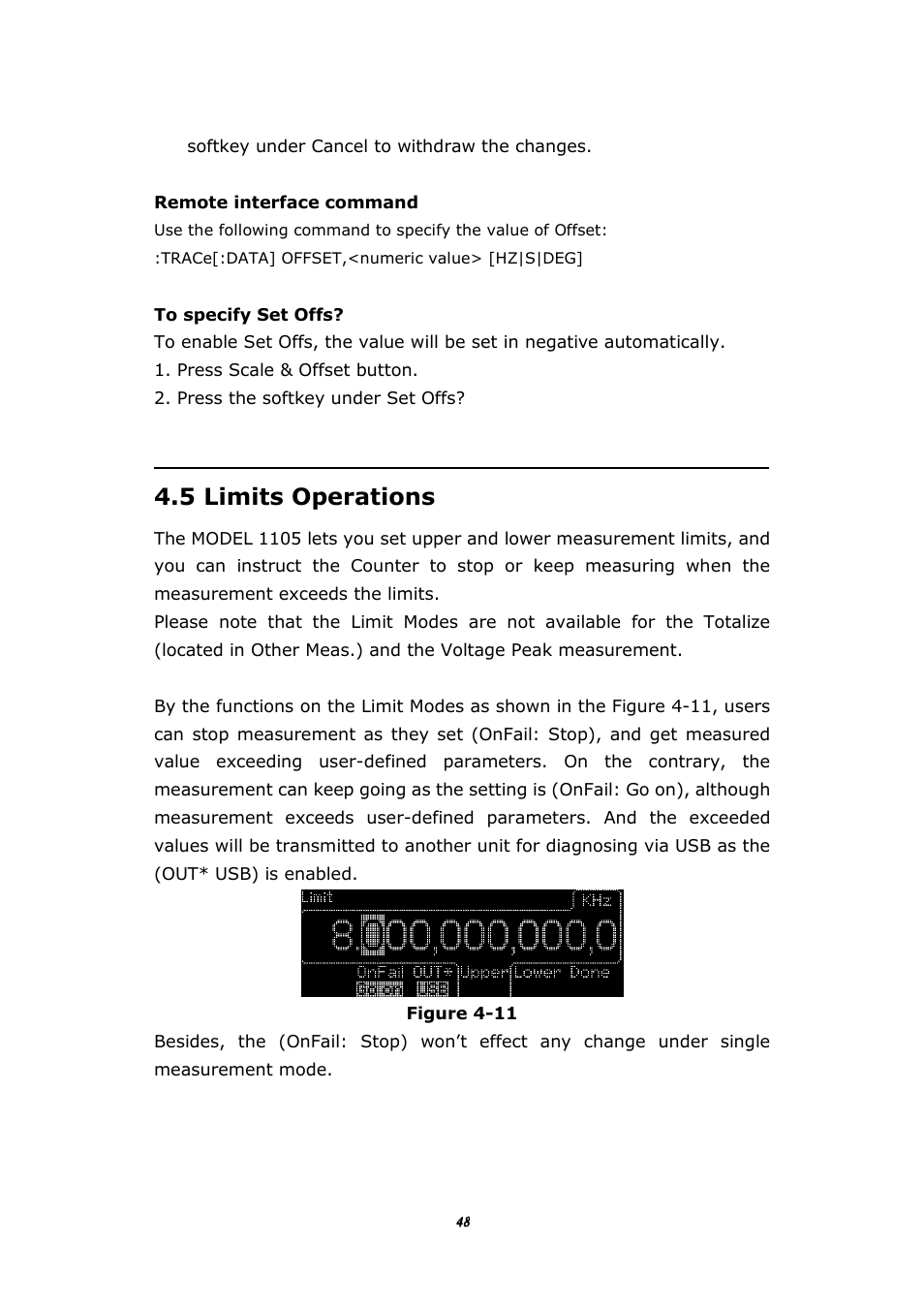 5 limits operations | BNC 1105 Universal Counter User Manual | Page 48 / 197