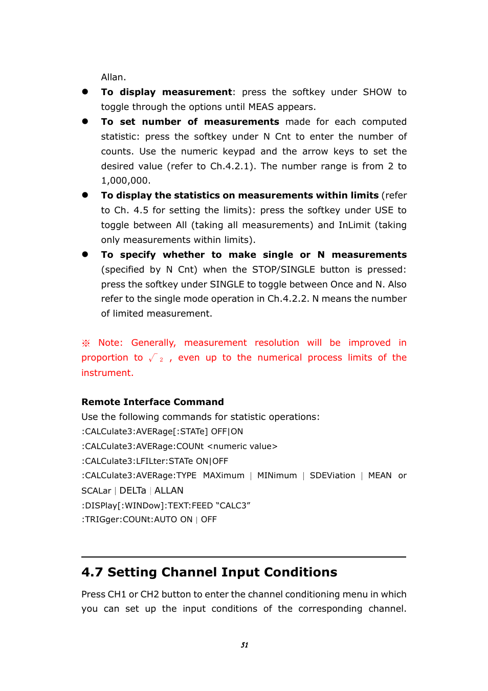 7 setting channel input conditions | BNC 1105 Universal Counter User Manual | Page 51 / 197