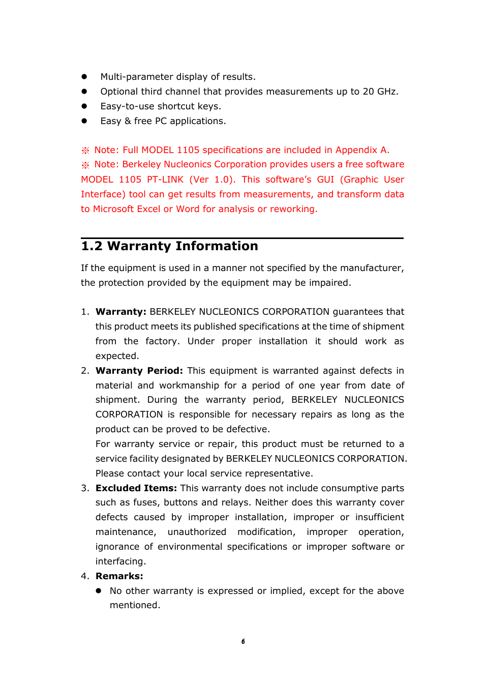 2 warranty information | BNC 1105 Universal Counter User Manual | Page 6 / 197