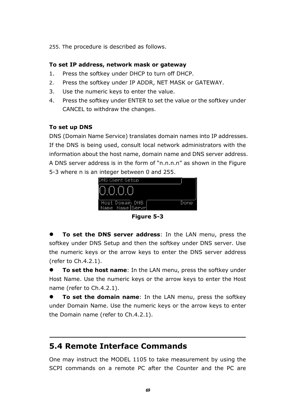 4 remote interface commands | BNC 1105 Universal Counter User Manual | Page 69 / 197
