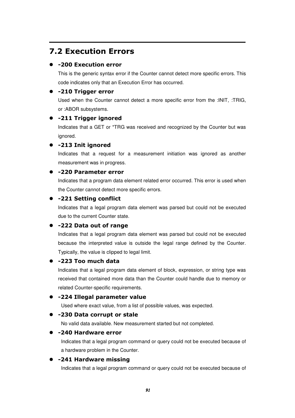 2 execution errors | BNC 1105 Universal Counter User Manual | Page 91 / 197