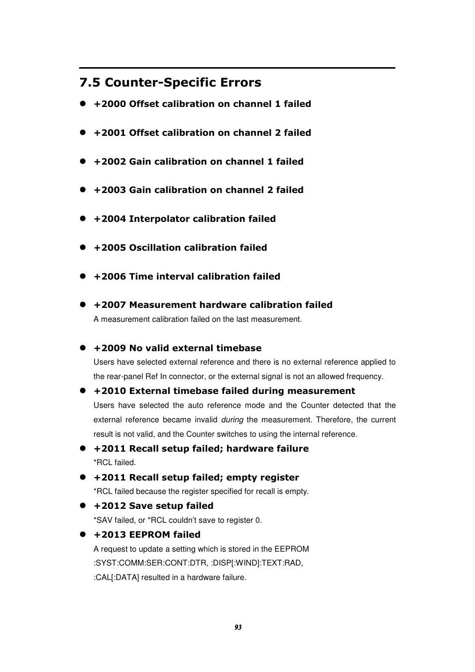 5 counter-specific errors | BNC 1105 Universal Counter User Manual | Page 93 / 197