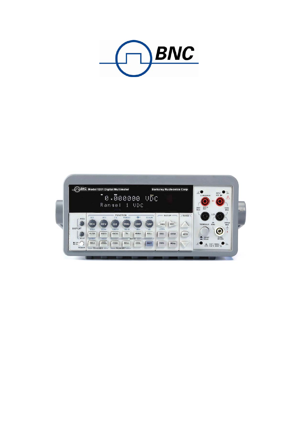BNC 1201 - 6 1/2 Digit Digital Multimeter User Manual | 177 pages