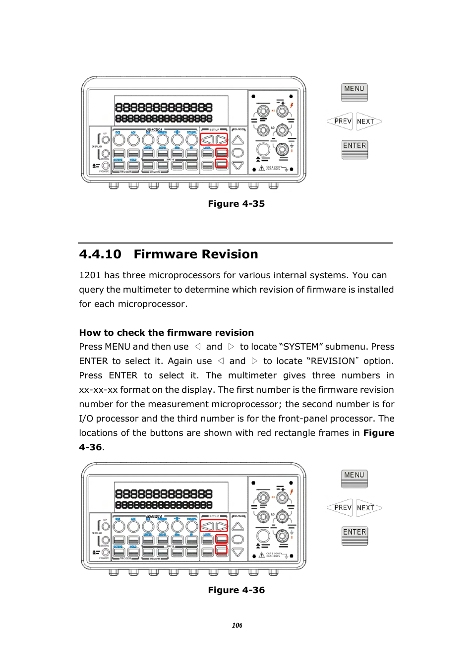 10 firmware revision | BNC 1201 - 6 1/2 Digit Digital Multimeter User Manual | Page 105 / 177