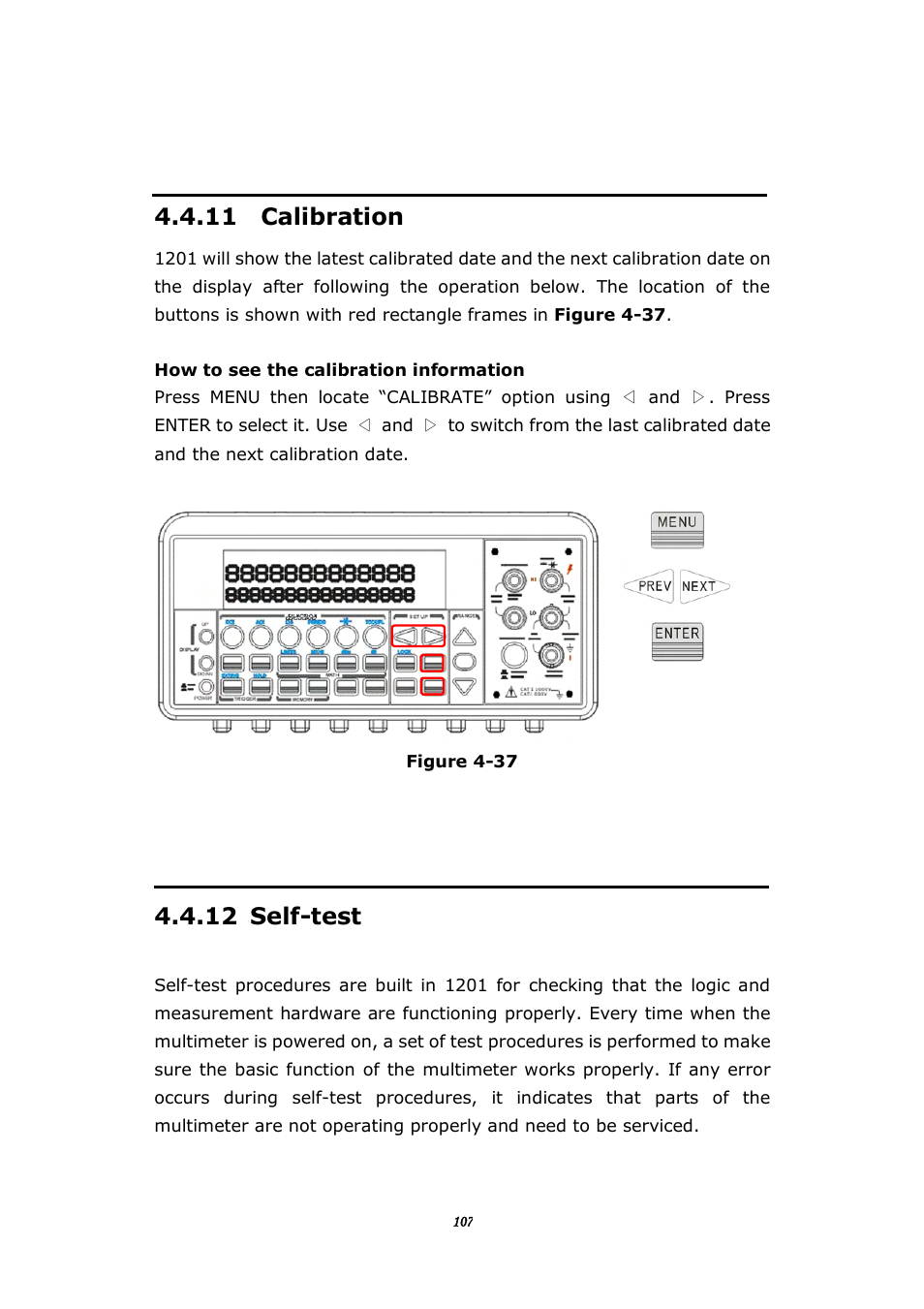 11 calibration, 12 self-test | BNC 1201 - 6 1/2 Digit Digital Multimeter User Manual | Page 106 / 177