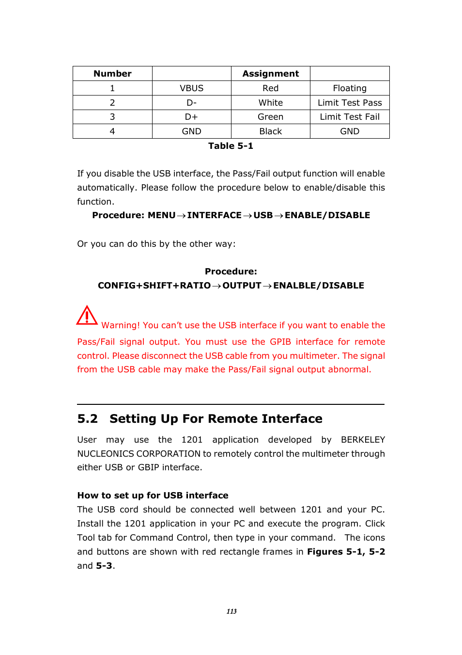 2 setting up for remote interface | BNC 1201 - 6 1/2 Digit Digital Multimeter User Manual | Page 112 / 177