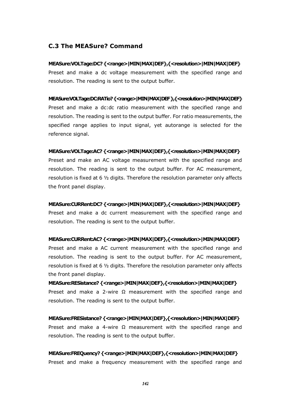 C.3 the measure? command | BNC 1201 - 6 1/2 Digit Digital Multimeter User Manual | Page 141 / 177