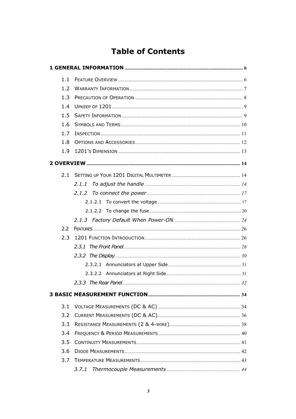 BNC 1201 - 6 1/2 Digit Digital Multimeter User Manual | Page 2 / 177