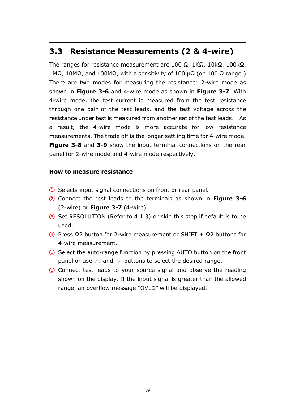 3 resistance measurements (2&4-wire), 3 resistance measurements (2 & 4-wire) | BNC 1201 - 6 1/2 Digit Digital Multimeter User Manual | Page 37 / 177